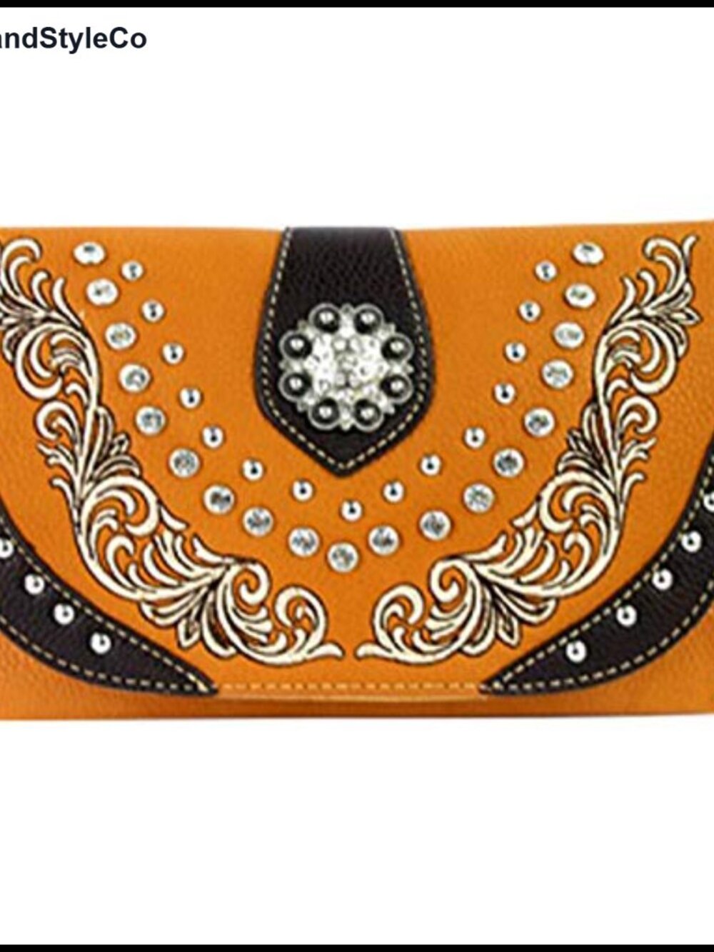 Embroidered Crossbody Clutch Handbag PU Leather Detachable Strap